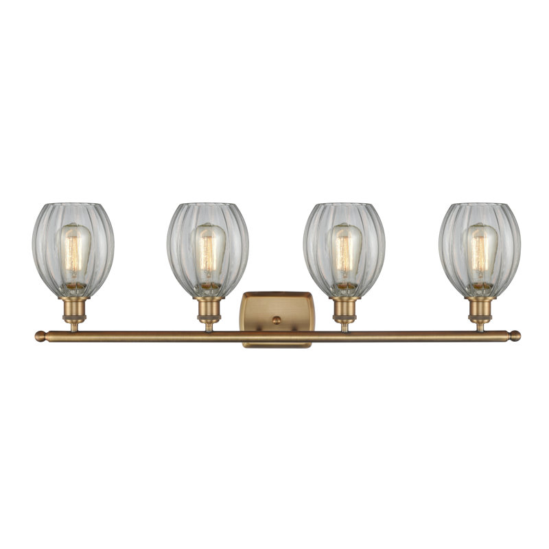 Éclairage pour meuble-lavabo 4 lumières Fleury, Transparent, Laiton brossé, Led