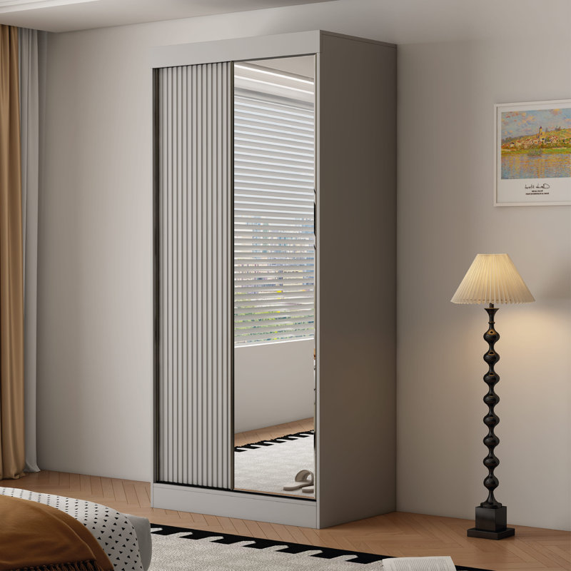 2 Door Wardrobe, 220cm H x 100cm W x 62cm D, Grey