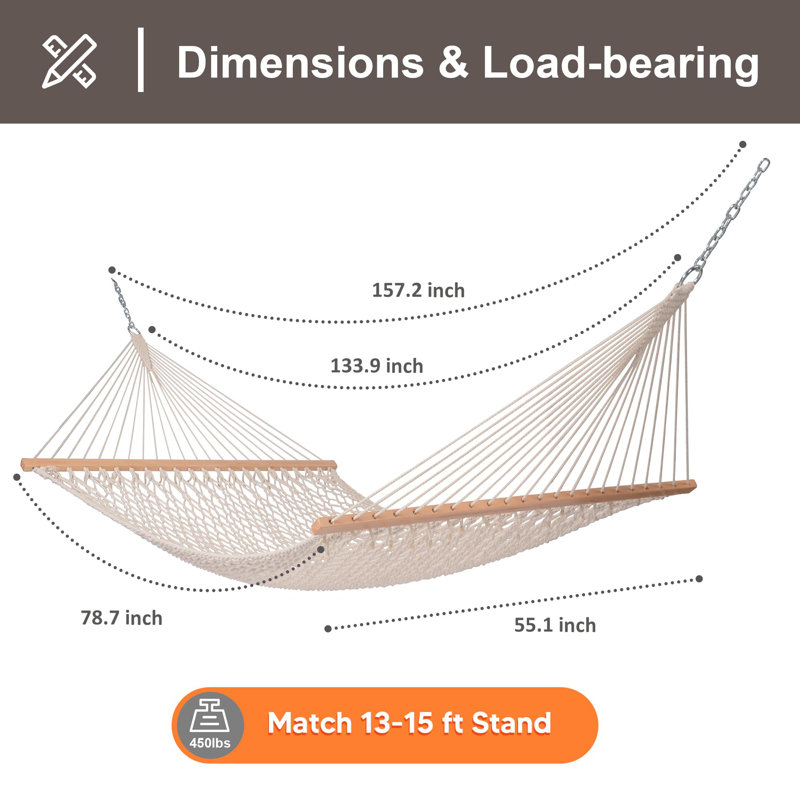 Hammock With Hardwood Spreader Bar