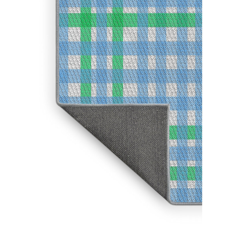 Tapis bleu/vert à motifs, Rectangle 3 pi x 5 pi