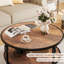 Table basse ronde pour le salon Table de centre rustique avec tablette de rangement Table basse circulaire en bois avec pieds robustes en métal