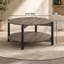 Table basse ronde de style transitionnel avec pattes en métal, tablette inférieure ouverte et fini foncé, idéale pour le salon.-738513688-738513690