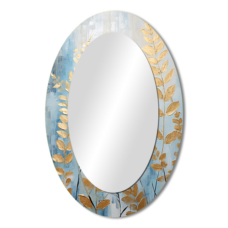 Miroir mural ovale bleu et doré, 36 po x 24 po