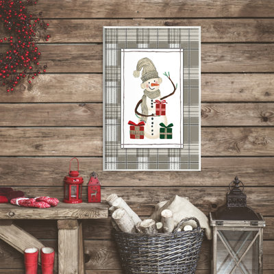 Cozy Winter Snowman, plaque murale écossaise verte, design par Cindy Jacobs