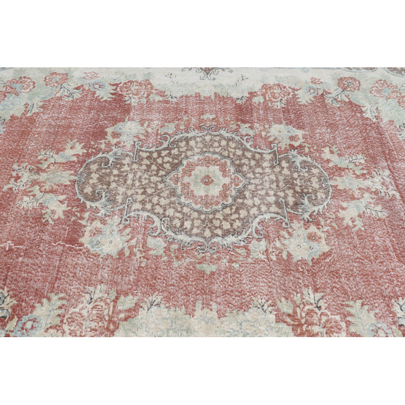 Tapis Oushak antique de couleur rouge surdimensionné de style oriental rétro