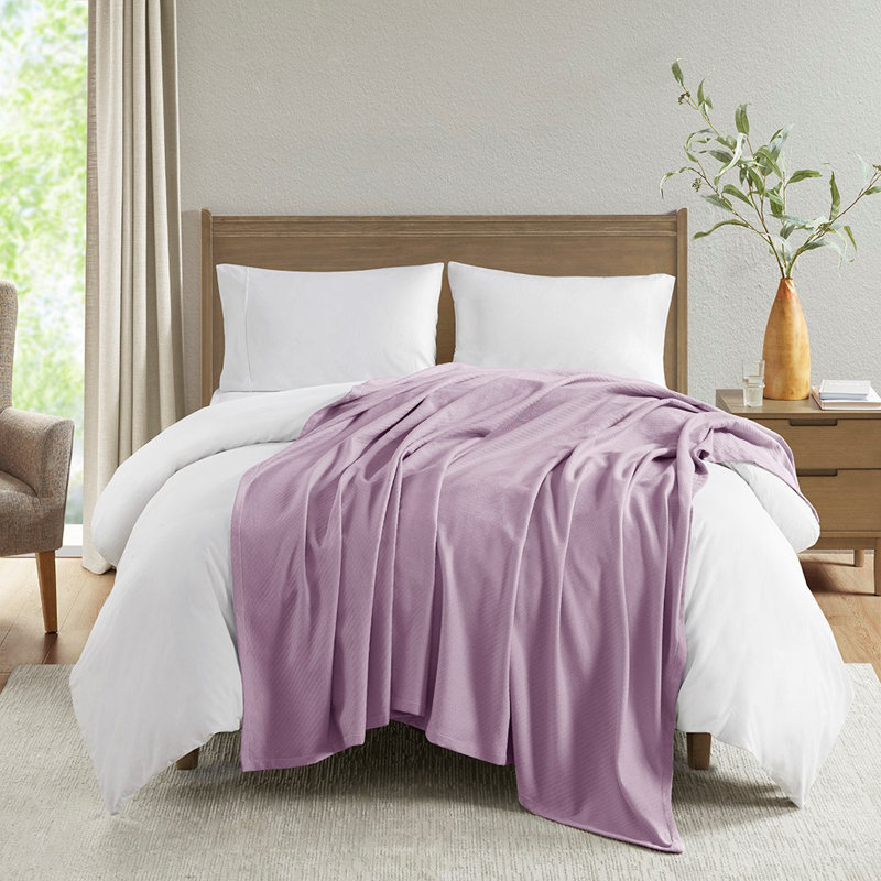 Gracie Mills Janette Ring Spun Cotton Blanket, Full, Lilac
