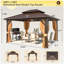 Pavillon de jardin en aluminium robuste avec double toit en acier galvanisé, auvent extérieur à toit rigide avec rideau et moustiquaire pour terrasse de patio et spa-128722858