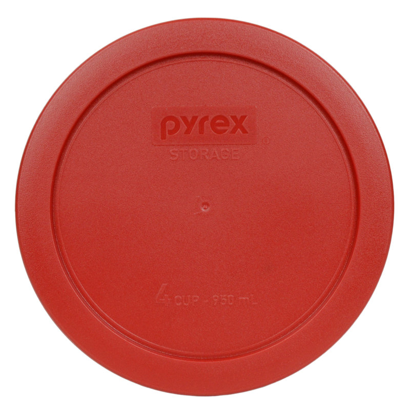 Pyrex (4) bols en verre de 4 tasses et (4) couvercles de 4 tasses, Rouge coquelicot