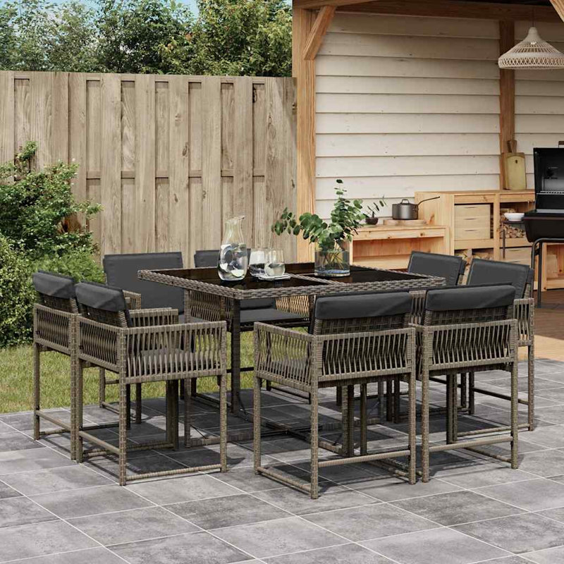 Patio Dining Set with, 73cm H x 110cm W x 106cm D, Grey, Grey
