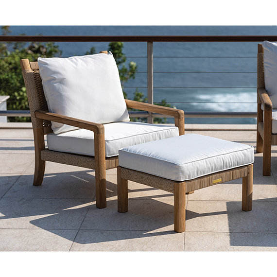 Hudson Outdoor Ottoman, Royal Navy, Hudson Charcoal Lace