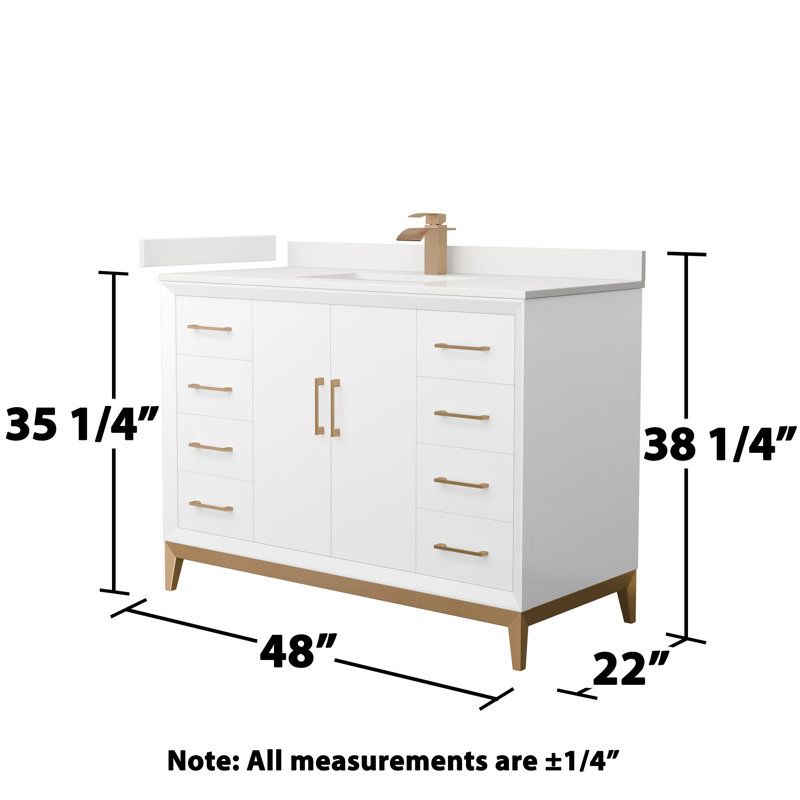 Single Vanity, Giotto Quartz, 48", Satin Bronze