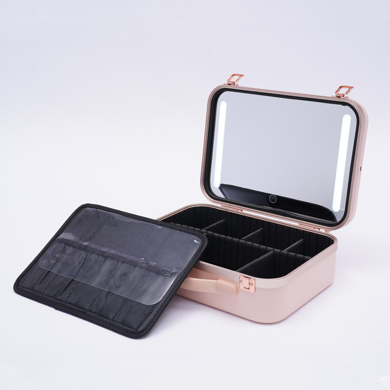 Larencia 13'' Portable Multifunction Makeup Case With LED Mirror, Pink
