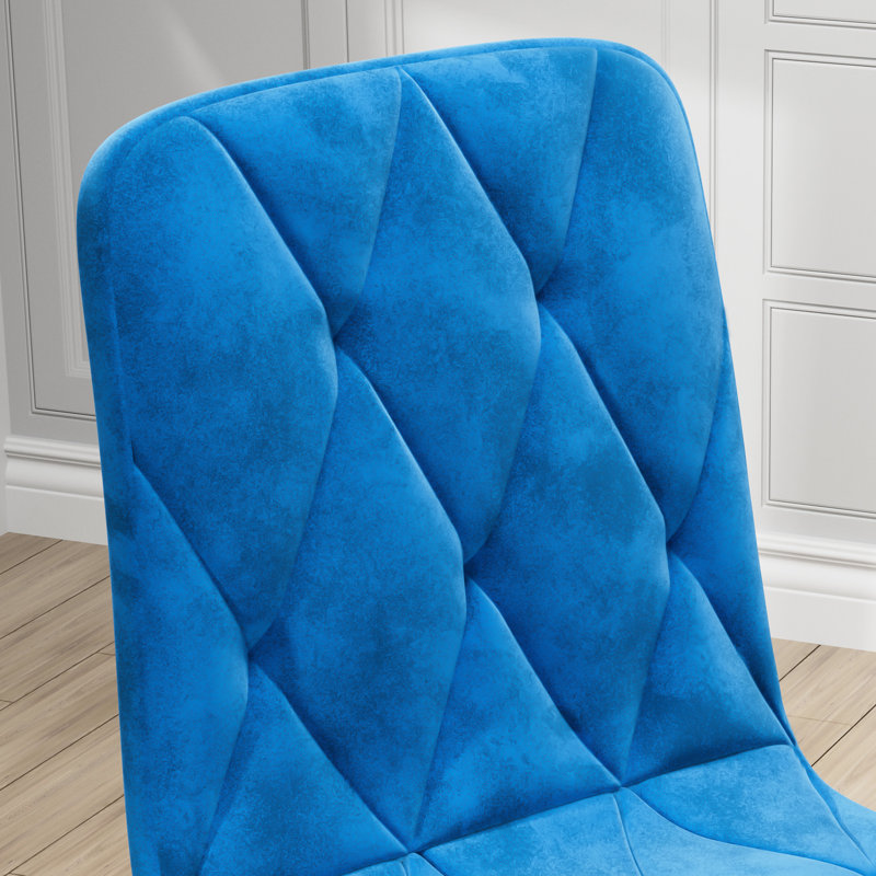 Ensemble de 4 chaises de salle à manger en velours bleu, pattes en fer pour un confort optimal - Structure renforcée, assise rembourrée