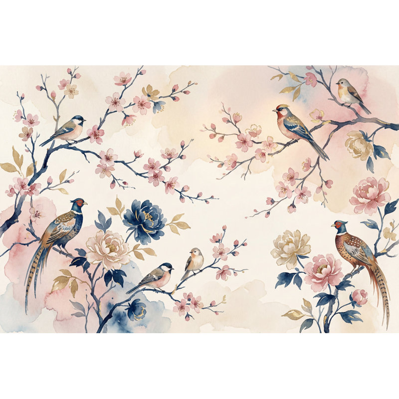 Décoration murale amovible cerisier rose Cherry Blossom Sakura, 100 po x 96 po, Non-Woven Nonpasted