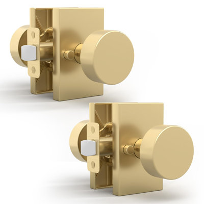 Mega Handles Laura Entry Door Knobs 2 Pack - Heavy Duty Keyed Entry Door Knob with Lock for Entrance & Bedroom - Satin Brass