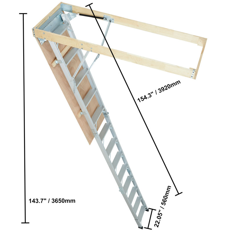Attic Ladder Foldable, 350-pound Capacity, Multi-Purpose Aluminium Extension, Lightweight and Portable, Fits 9.5'-12' Ceiling Heights, Convenient Access to Your Attic Standard