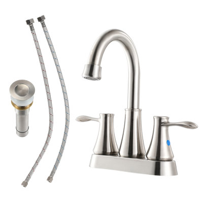 Robinet de salle de bain 4 pouces à 2 poignées avec drain escamotable et 2 conduites d'alimentation en eau