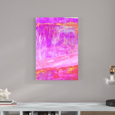 Reproduction abstraite rose sur toile