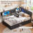 Twin Size Corner Bed With Hydraulic Storage,Twin Daybed With Bookcase And Charging Station,Lift Up Storage Bed Frame With Upholstered Headboard And Led Lights,Metal Platform Storage Bed,Black-1105424869-1095588268