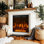 Built In Electric Fireplace With 12 Flame Colors, Remote Control