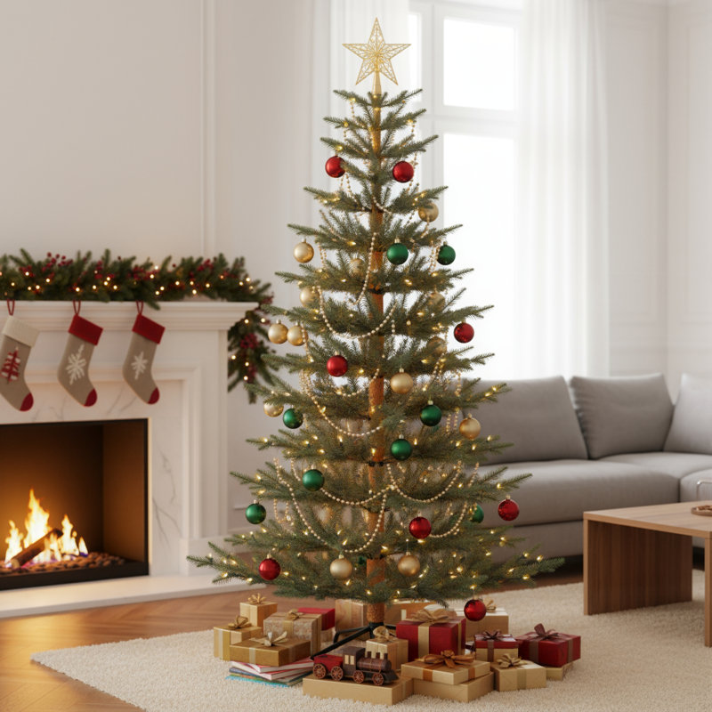Arbre de Noël artificiel 7,5 pi, 780 pointes, 170 lumières DEL blanc chaud et multicolore, 10 modes, arbre de Noël artificiel mince