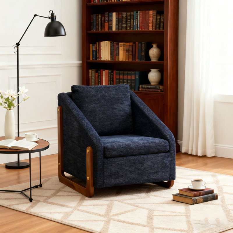 Fauteuil rembourré Chenille, Bleu
