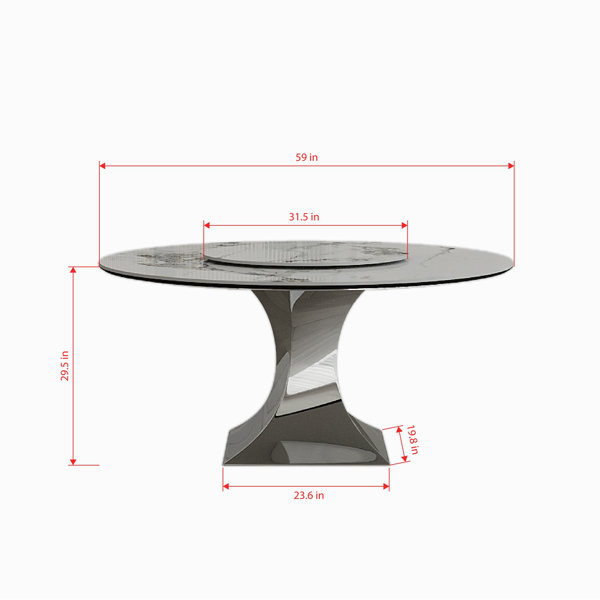 Orren Ellis 59" Round Sintered Stone Dining Table Set with Hourglass ...