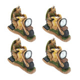 Aspen Creative 5E4E1710868B46D6B99D6FD60DF86959 Four Pack Set, Turtle on a Motorcycle Solar LED Accent Light Statue, 10" Length