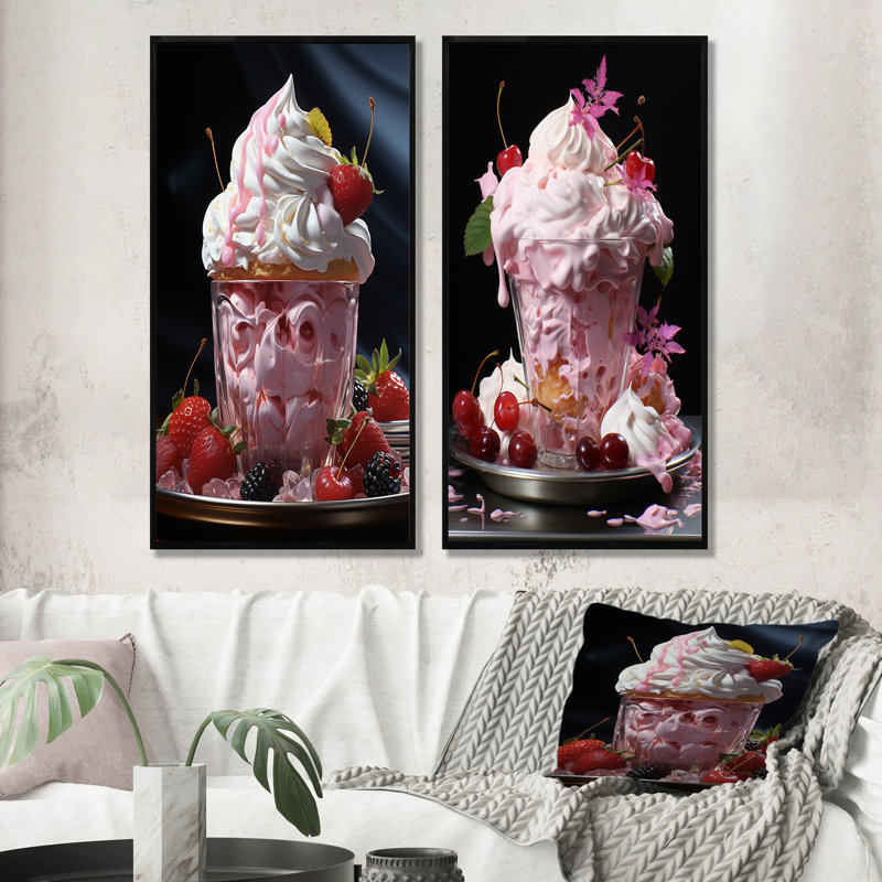Sweet Indulgence Ice Cream - Desserts, ensemble de 2 impressions sur toile, H 40 po x l 41 po, Cadre noir