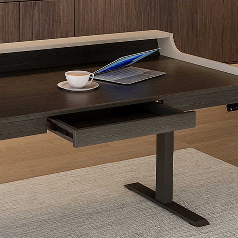 Black + White Rectangular Solid Wood desks, 53.94" H x 62.99" W x 27.56" D
