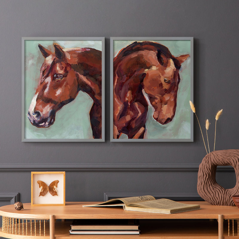 «Paint by Number Horse I», reproduction encadrée de qualité supérieure - prête à être accrochée - aucun clou requis - aucun clou requis