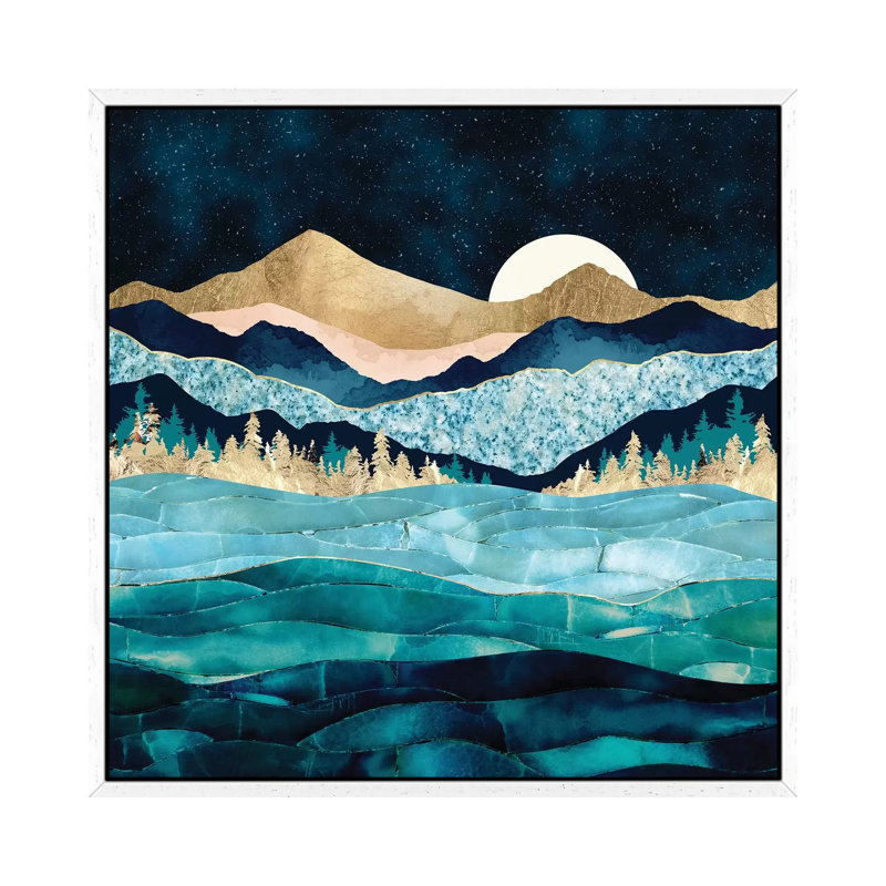 Midnight Ocean - Print on Canvas, 66.04 cm H x 66.04 cm W, White Framed