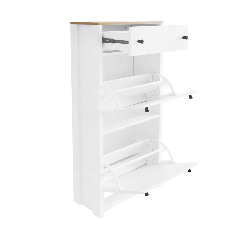 Ensemble d'armoire à chaussures mince avec 4 tiroirs rabattables, solution de rangement pour chaussures, étagère à chaussures de style moderne avec tiroirs
