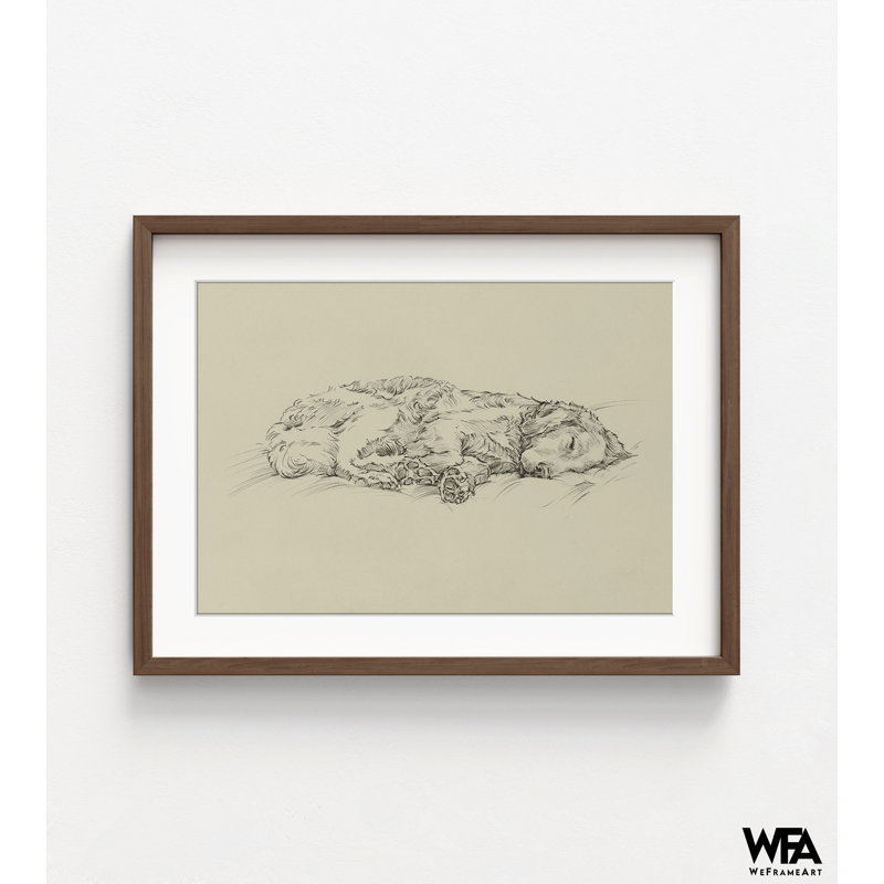 «Sleeping Dog», reproduction d'art encadré Doggo, impression d'un animal de compagnie mignon, impression de cadeau de propriétaire de chien