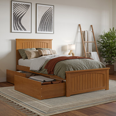 Kindig Solid Wood Coastal Cottage Platform Bed with Matching Footboard and Storage Drawers
