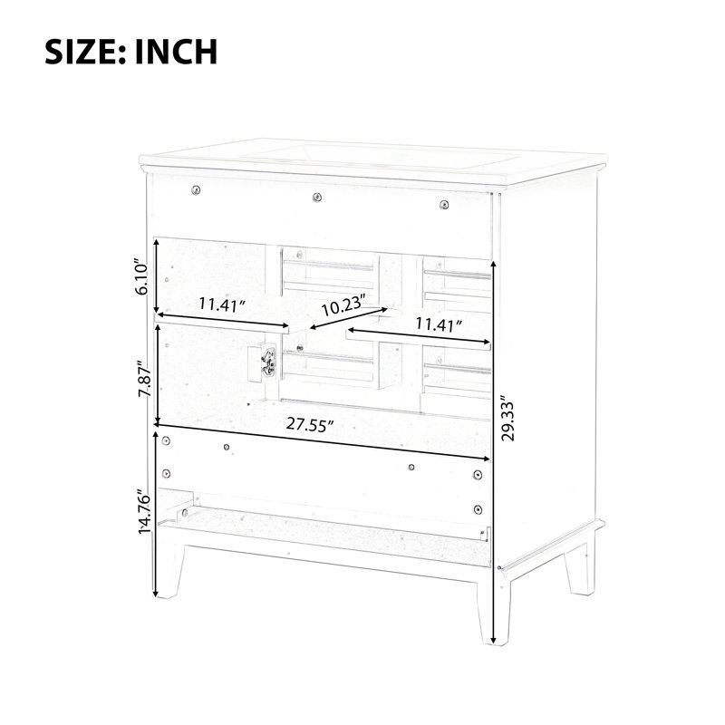 30" W x 18.3" D x 34.05" H Single Bathroom Vanity