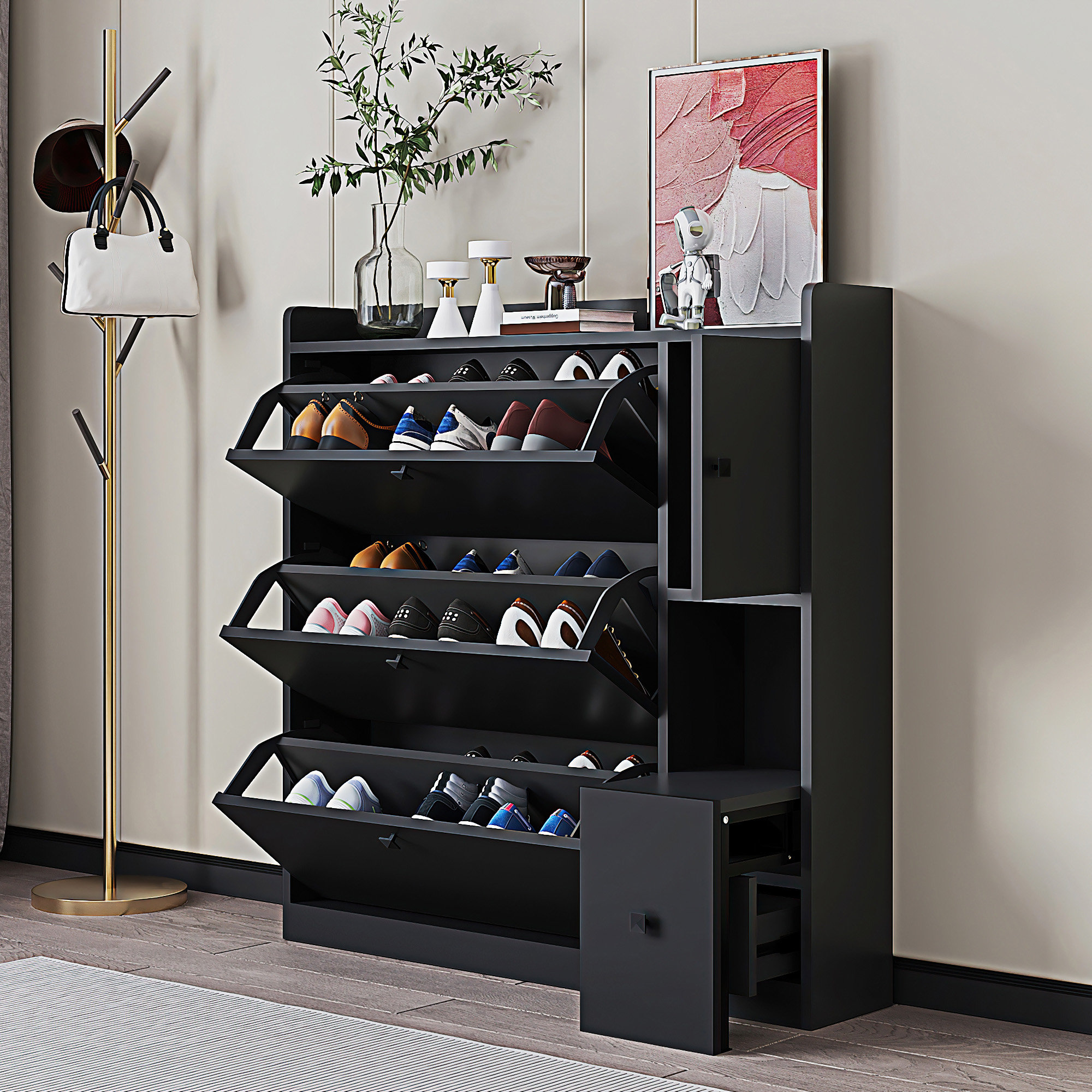 Tipping Bucket Shoe Cabinet