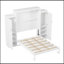 Lit escamotable Murphy avec 2 garde-robe et tablette de rangement, cadre de lit plateforme pliable multifonctionnel pour chambre d'amis, chambre à coucher, blanc
