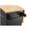Îlot de cuisine avec chariot de cuisine, plateau en bois d'hévéa extensible, tablettes intérieures réglables pour divers ustensiles de cuisine, 3 grands tiroirs, porte-épices, porte-serviettes, nid d'abeille noir