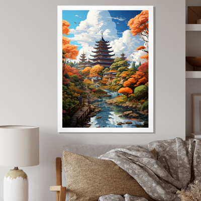 " Japanese Temple In Colorful Autumn Garden "