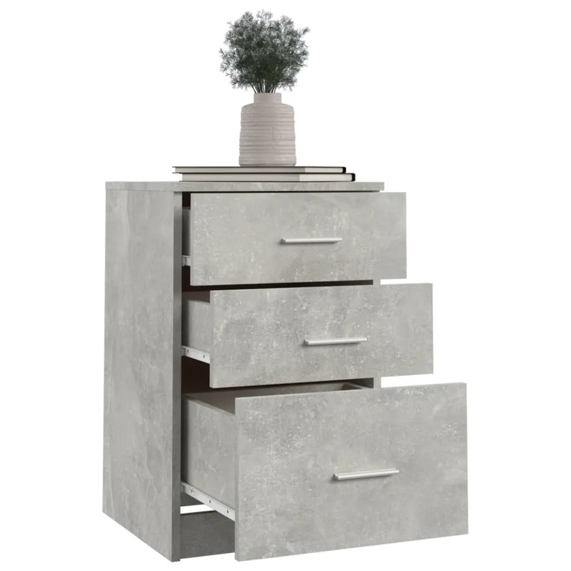 Ivelyn 40cm W Manufactured Wood Bedside Table, Concrete Grey