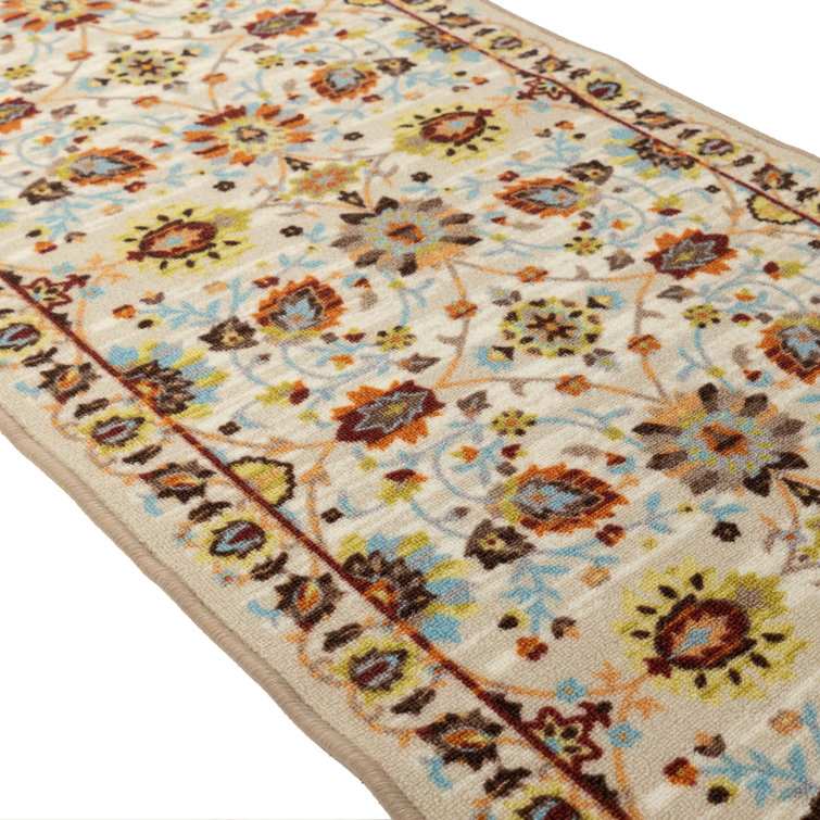 Custom Size Anti Slip Low Pile Oriental Mahal Cream Design Runner Rug for Indoor