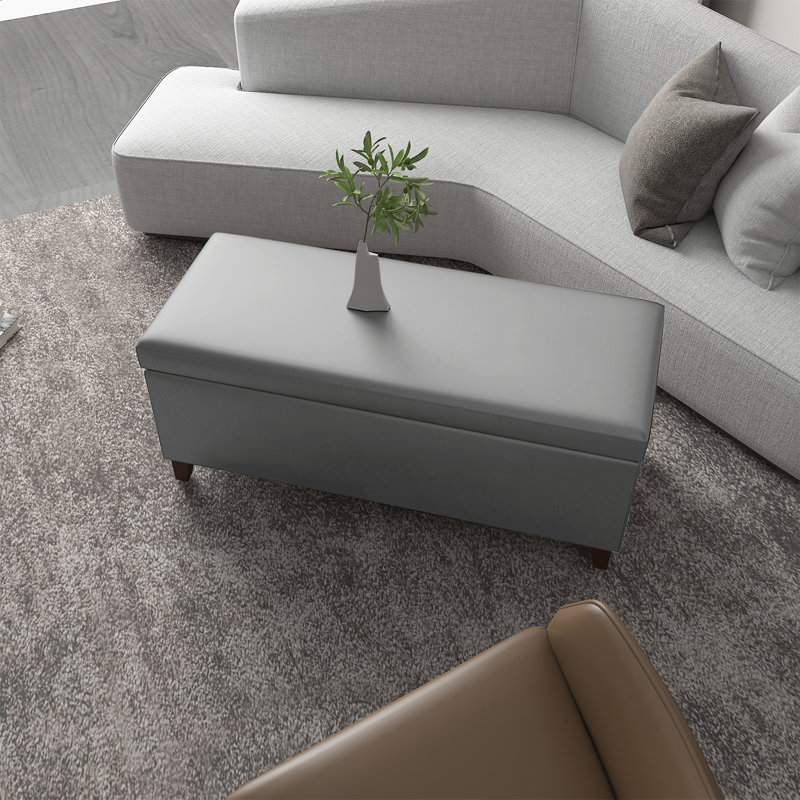 Repose-pieds de rangement rectangulaire en similicuir de 17,8 po Matimila