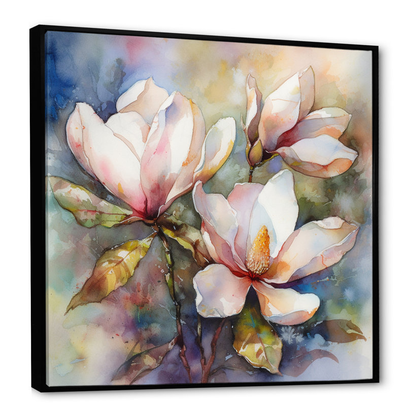 «Pink Magnolia Symphony III - Magnolias», reproduction sur toile encadrée, H 36 po x l 36 po x P 1,5 po, Cadre flottant noir