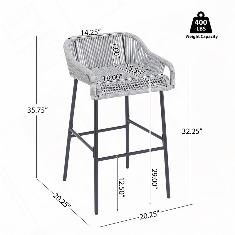 Tabouret de bar pour l'extérieur, Gris clair
