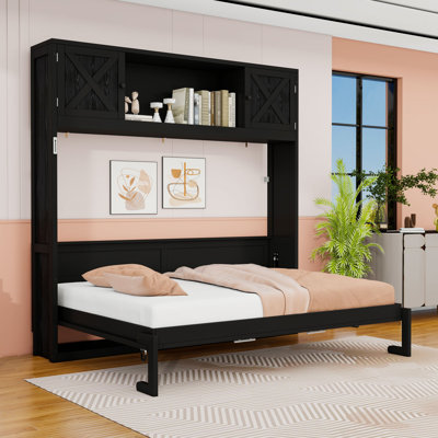 Lit escamotable double avec armoires de rangement