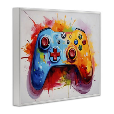 Giclée encadrée de contrôleur de jeu vidéo coloré, design par Creative Studio