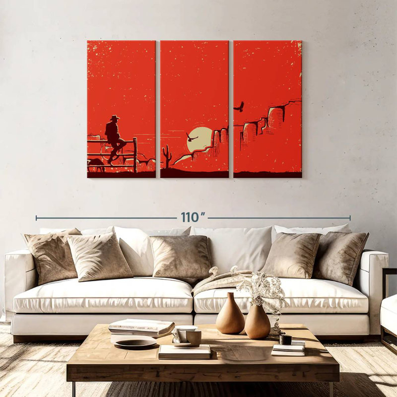 Lelar Cowboy Sunset Landscape, 48" H x 74" W