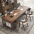 Tan Rectangular Solid Wood with 2 drawers desk-1952194007