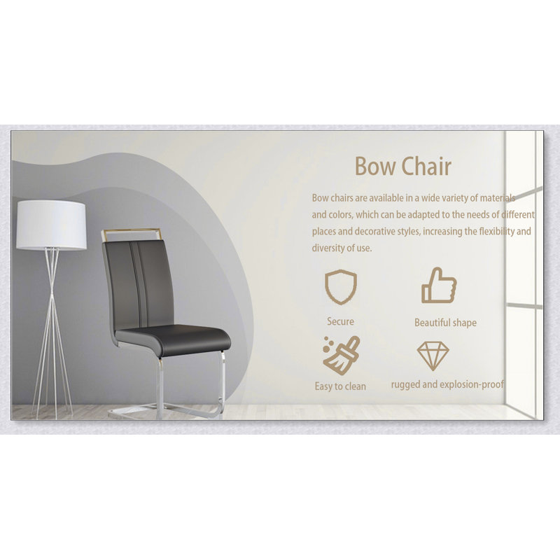 Modern Dining Chairs,PU Faux Leather High Back Upholstered Side Chair with C-shaped Tube, Grey, Grey, 2